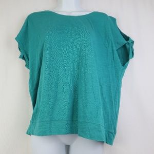 CABI Top Size Medium Teal Cold Shoulder Accent Tie